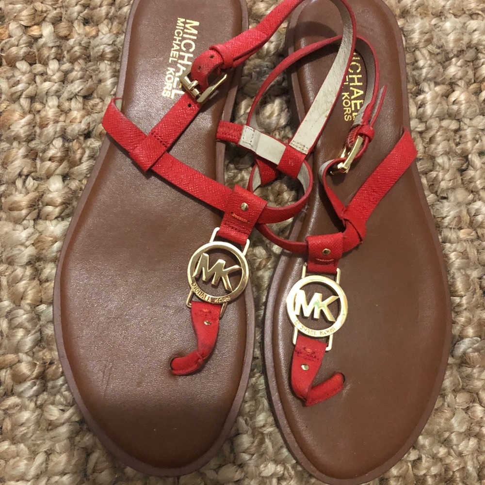 Michael Kors, 7 1/2 orange strap sandal.